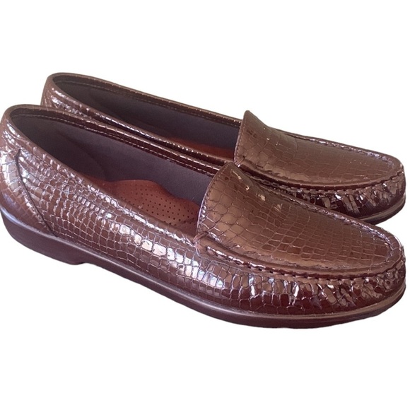 SAS Simplify Brown Crocodile Patent Leather Loafers Size 10 S (Slim) - Picture 2 of 12